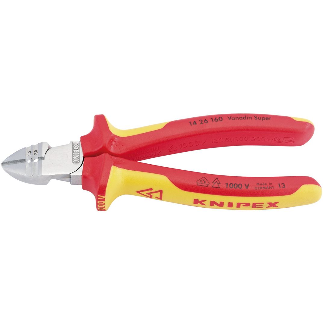 Knipex 34055 14 26 160Sb Vde Fully Insulated Diagonal Wire Strippers And Cutters each - Image 1