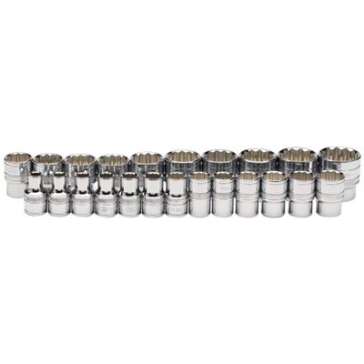 Draper Expert 34561 Loose Metric Socket Set 1/2in Sq. Dr. Polished Chrome (23 Piece) per set
