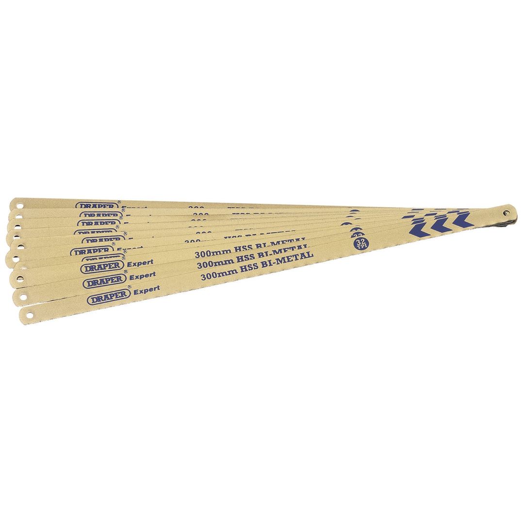 Draper Expert 38266 Bi-Metal Hacksaw Blades 300Mm 32Tpi (Pack Of 10) per card - Image 1