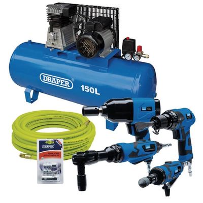 Draper Compressor & Air Tool Kit, 150L - Thumbnail 2