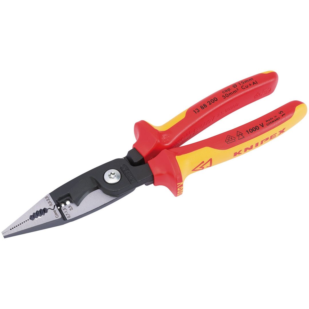 Knipex 80803 13 88 200Uksbe Fully Insulated Electricians Universal Installation Pliers 200Mm each - Image 1