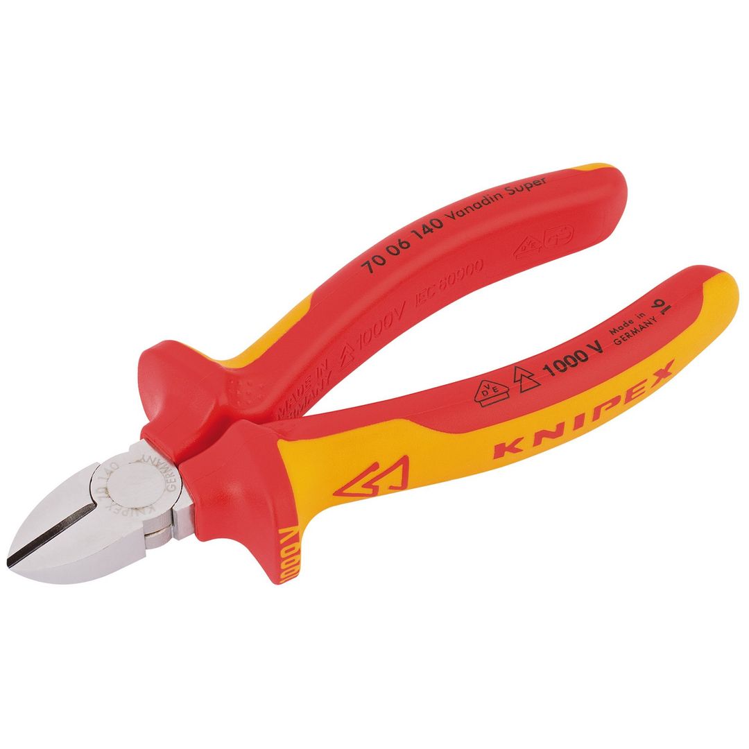 Knipex 81254 70 06 140 Sbe Fully Insulated Diagonal Side Cutter 140Mm each - Image 1