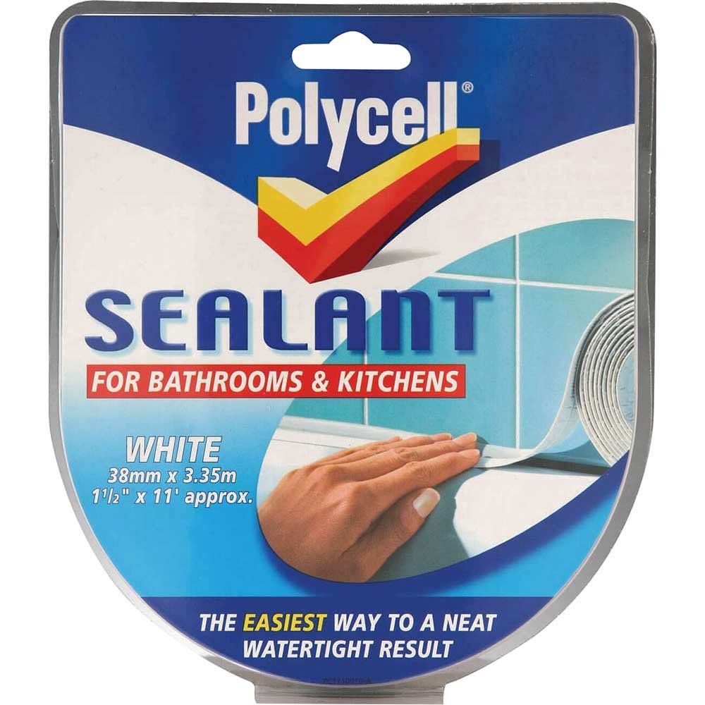 Polycell 6033785 Sealant Strip Kitchen / Bathroom White 41Mm - Image 1