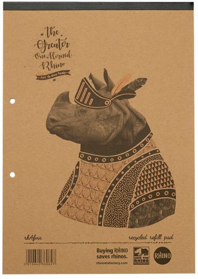 Rhino A4 Recycled Refill Pad 160 Page 8mm Lined with Margin Pack of 5