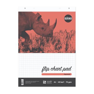 Rhino A1 Flipchart Pad 40 Leaf 20mm Squared With Plain Reverse (Pack 10) - RHFC-2