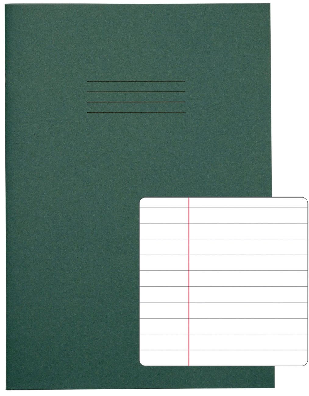 Rhino Exercise Book 8mm Ruled 80P A4 Dark Green (Pack of 50) VC48432 - Image 1