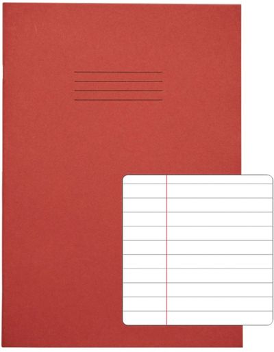 Rhino A4 Exercise Book 80 Page Ruled F8M Red (Pack 50) - VEX668-495-8