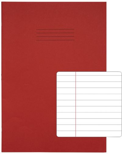Rhino Exercise Book 8mm Ruled with Margin 80 Pages A4+ Red (Pack of 50) VDU080-200-4