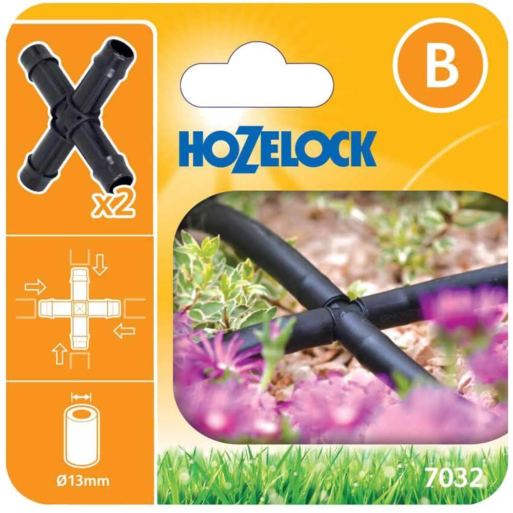 Hozelock MICRO Supply Pipe Cross Connector 1/2" / 12.5mm Pack of 2 - Image 1