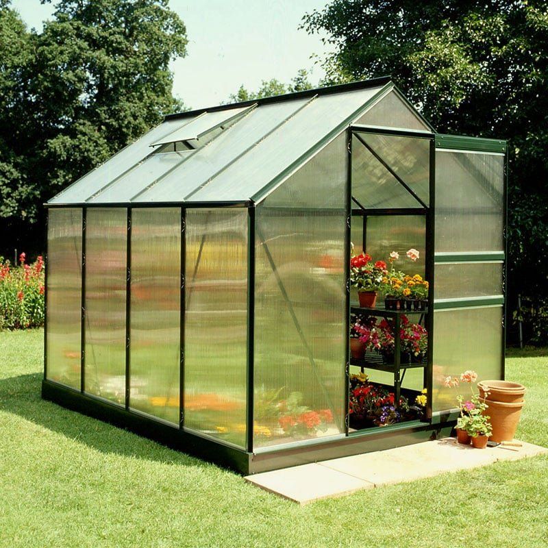 6'x8' Halls Green Frame Polycarbonate Greenhouse (1.92x2.56m) - Image 1