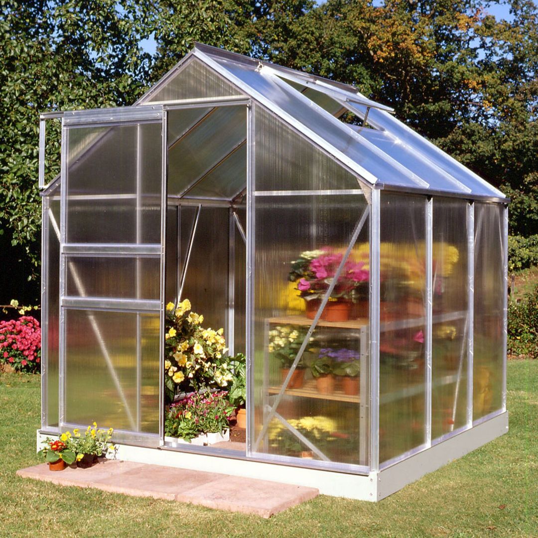 6'x6' Halls Aluminium Frame Polycarbonate Greenhouse (1.92x1.94m) - Image 1