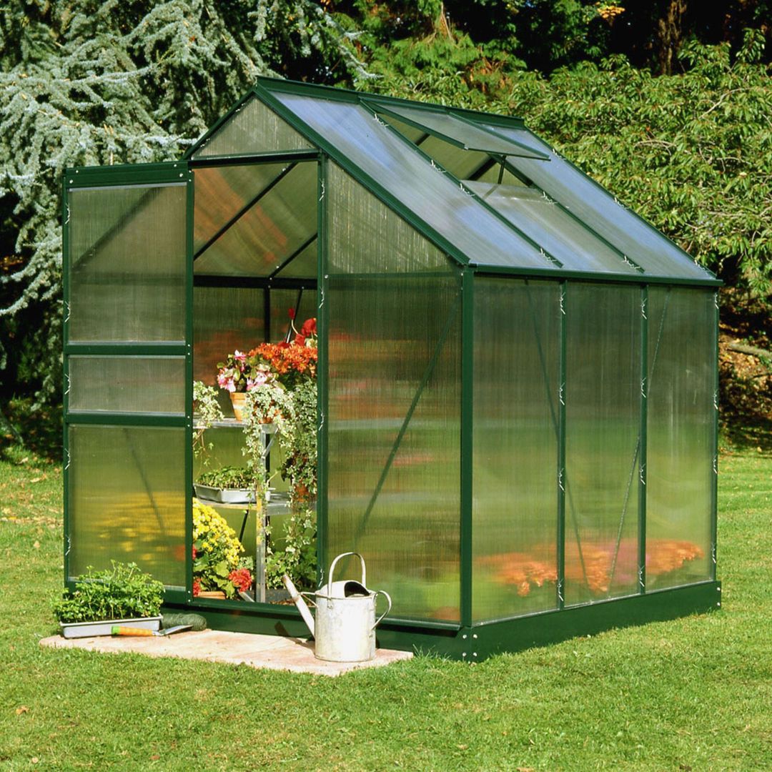 6'x6' Halls Green Frame Polycarbonate Greenhouse (1.92x1.94m) - Image 1