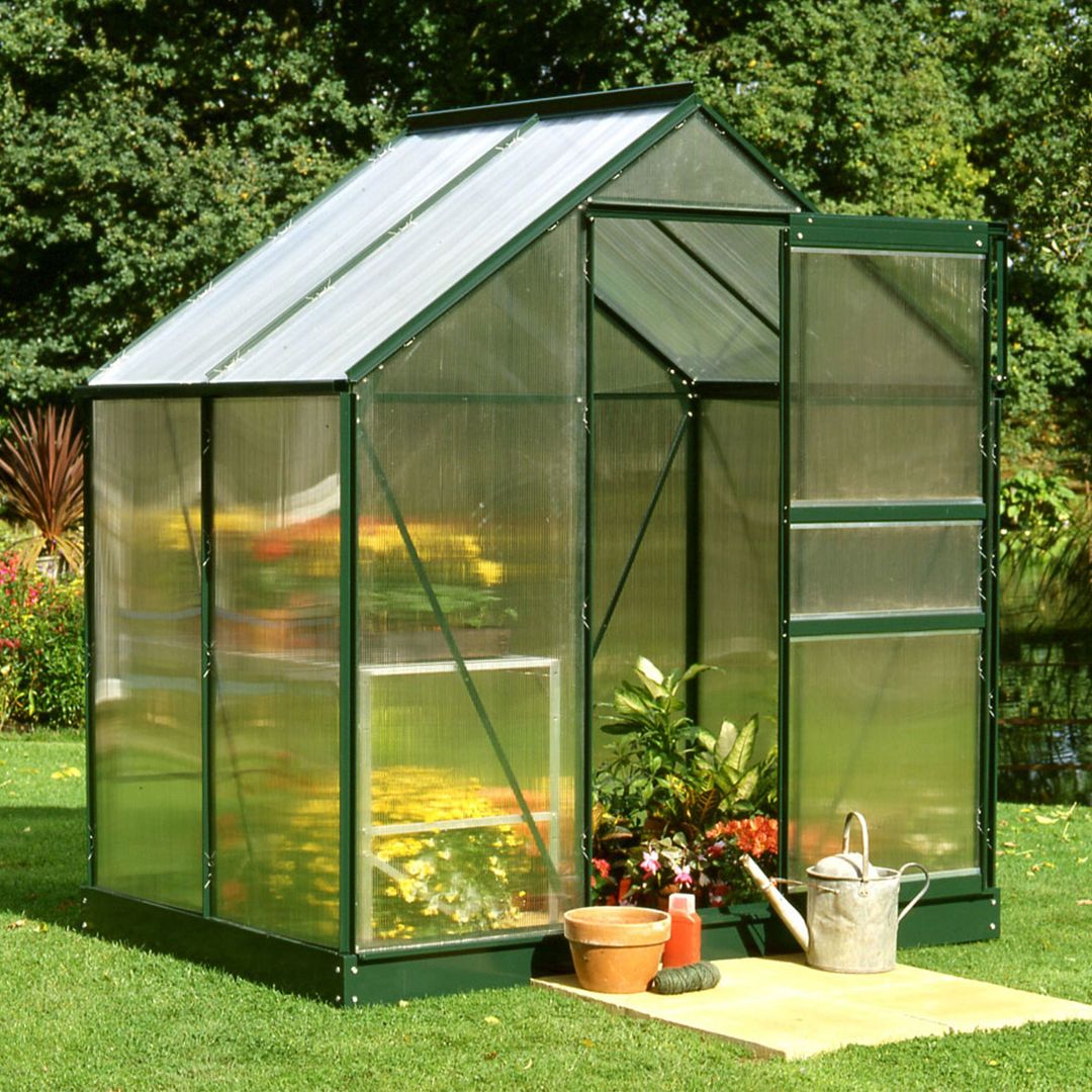 6'x4' Halls Green Frame Polycarbonate Greenhouse (1.92x1.32m) - Image 1