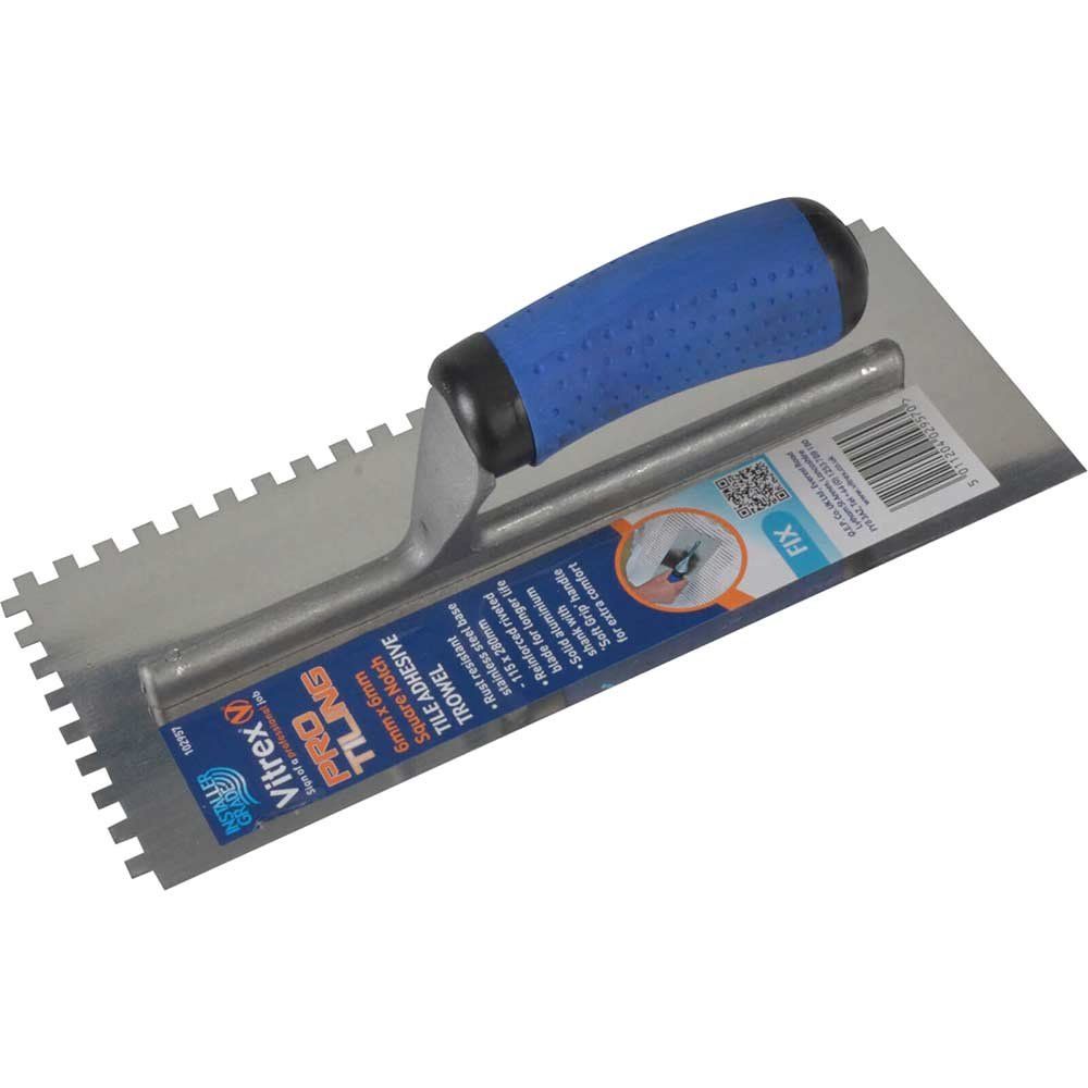 Vitrex 102957 Professional Stainless Steel Adhesive Trowel Square Notches 6Mm - Image 1