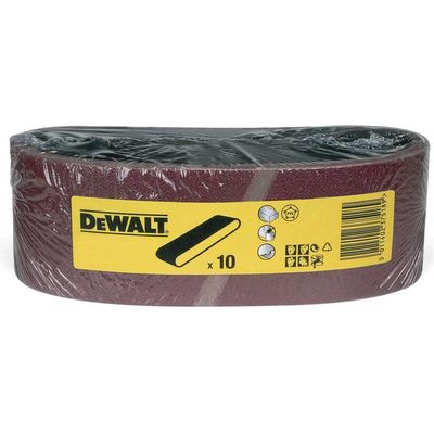 DeWalt 75 x 533mm Sanding Belts 75mm x 533mm 80g Pack of 10