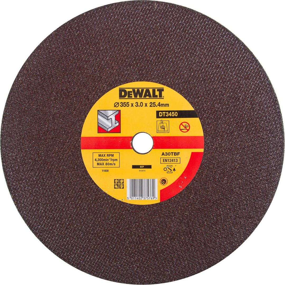 DeWalt DT3450 Chop Saw Metal Cutting Disc 355mm 355mm 3mm 25.4mm - Image 1