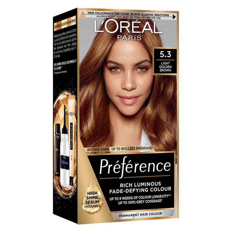 L'Oreal Paris Preference 5.3 Light Golden Brown Permanent Hair Dye - Black - Image 1