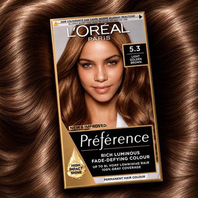 L'Oreal Paris Preference 5.3 Light Golden Brown Permanent Hair Dye - Black - Thumbnail 2