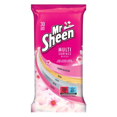 Pack of 30 Mr Sheen Multi Surface Wipes Cherry Blossom - Thumbnail 2