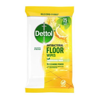 Pack of 25 Dettol Citrus Floor Wipes Lemon and Lime