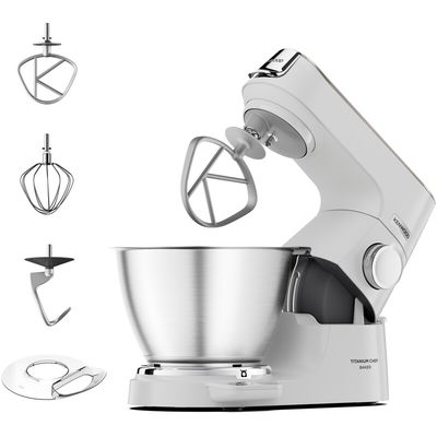 Kenwood 5L Titanium Chef Baker Stand Mixer - White