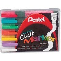 Pentel Wet Erase Chalk Marker Chisel Tip 2-4Mm Line Assorted Colours (Pack 7) - Smw26/7