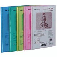 Pentel Recycology A4 Display Book Clear 20 Pocket Assorted Colours (Pack 5) - Dcf242/Mix