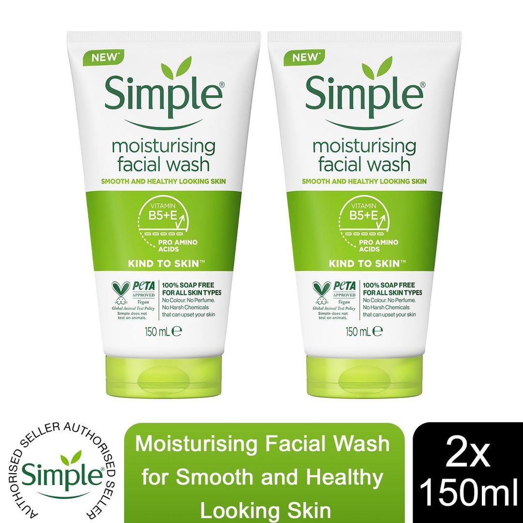 Simple Kind to Skin Moisturising Facial Wash for Sensitive Skin, 150ml - Buy 2 / 2 - Image 1