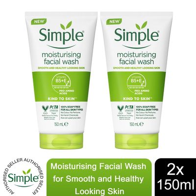 Simple Kind to Skin Moisturising Facial Wash for Sensitive Skin, 150ml - Buy 2 / 2