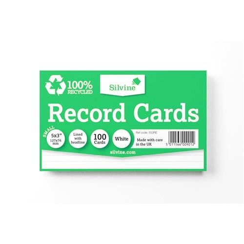 Silvine 100 Recycled Flash Revision Cards 127 x 76mm Ruled (Pack 10) - 553RE - Image 1