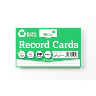 Silvine 100 Recycled Flash Revision Cards 127 x 76mm Ruled (Pack 10) - 553RE