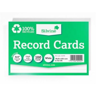 Silvine 100 Recycled Flash Revision Cards 152 x 104mm Ruled (Pack 10) - 564RE