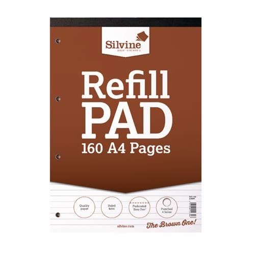 Silvine A4 Refill Pad Ruled 160 Pages Brown (Pack 6) - A4RPF - Image 1