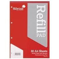 Silvine A4 Refill Pad Ruled 160 Pages Red (Pack 6) - A4RPFM