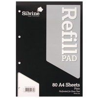 Silvine A4 Refill Pad Plain 160 Pages Black (Pack 6) - A4RPP - Image 1