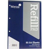 Silvine A4 Refill Pad 5mm Quadrille Squares 160 Pages Blue/White (Pack 6) - A4RPX - Image 1