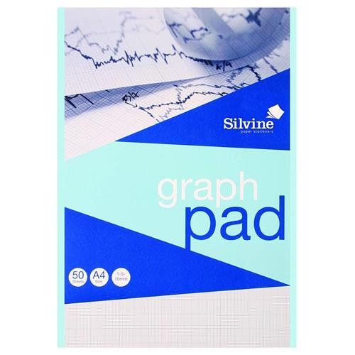 Silvine A4 Graph Pad 1/5/10mm 90gsm 50 Sheets White/Blue Grided Paper (Pack 12) - A4GP - Image 1