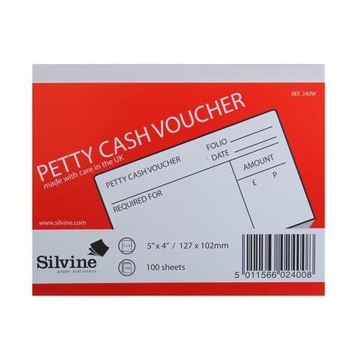 Silvine Petty Cash Voucher Pad 127x101mm 100 Pages White (Pack 24) - 240W - Image 1