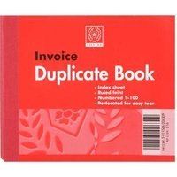 Silvine 102x127mm Duplicate Invoice Book Carbon Ruled 1-100 Taped Cloth Binding 100 Sets (Pack 12) - 616