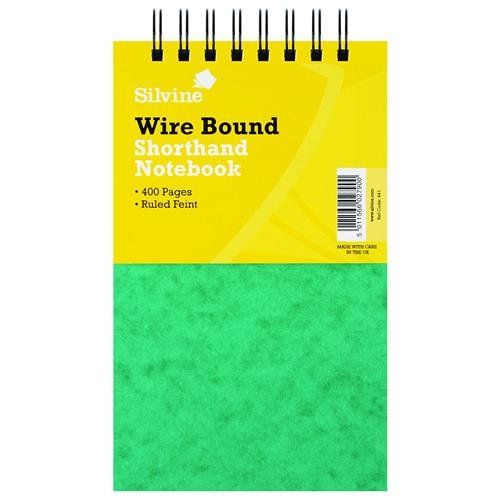 Silvine Luxpad 125x200mm Wirebound Pressboard Cover Reporters Shorthand Notebook 400 Pages Green (Pack 6) - 441 - Image 1