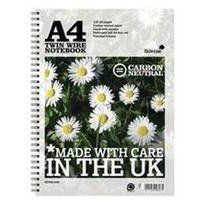Silvine Carbon Zero Wirebound Notebook A4+ 120 Page Ruled With Margin White (Pack 5) - R302
