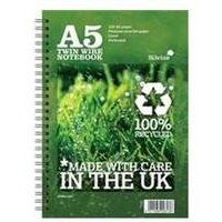 Silvine Premium Recycled A5 Wirebound Card Cover Notebook Ruled 120 Pages Green (Pack 5) - R103