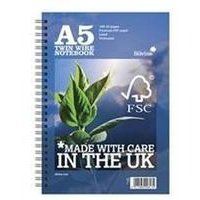 Silvine Premium Fsc A5 Wirebound Card Cover Notebook Ruled 160 Pages Blue/Green (Pack 5) - R203