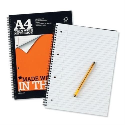 Silvine Luxpad Fsc A4 Wirebound Card Cover Notebook Ruled 160 Pages Black/Orange (Pack 6) - Twpa4 - Image 1