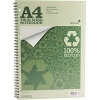 Silvine A4 Wirebound Card Cover Notebook Recycled 104 Pages Green (Pack 12) - Twre80