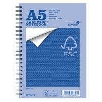 Silvine Fsc A5 Wirebound Card Cover Notebook Ruled 160 Pages Blue (Pack 5) - Fsctwa5 - Image 1