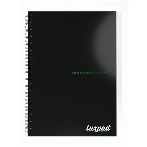 Silvine Luxpad Recycled Twin Wire Hardback Notebook A4 140 Page Punched 4 Holes Ruled 100% Recycled Paper Black (Pack 5) - THBPINA4RE - Image 1