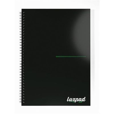 Silvine Luxpad Recycled Twin Wire Hardback Notebook A4 140 Page Punched 4 Holes Ruled 100% Recycled Paper Black (Pack 5) - THBPINA4RE