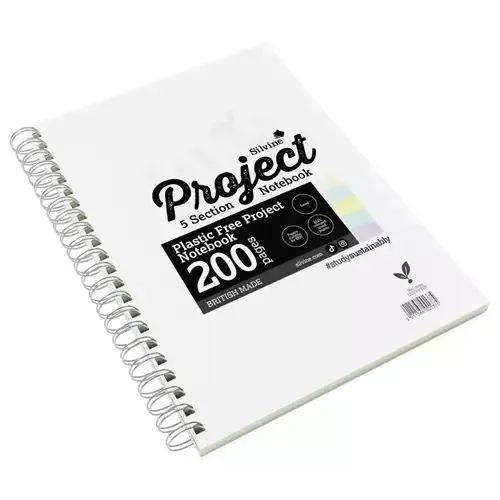 Luxpad SEN Tinted Paper Project Book A4 Plastic Free With 5 Coloured Sections 200 Page Ruled With Margin (Pack 5) - LUXPBTIN - Image 1