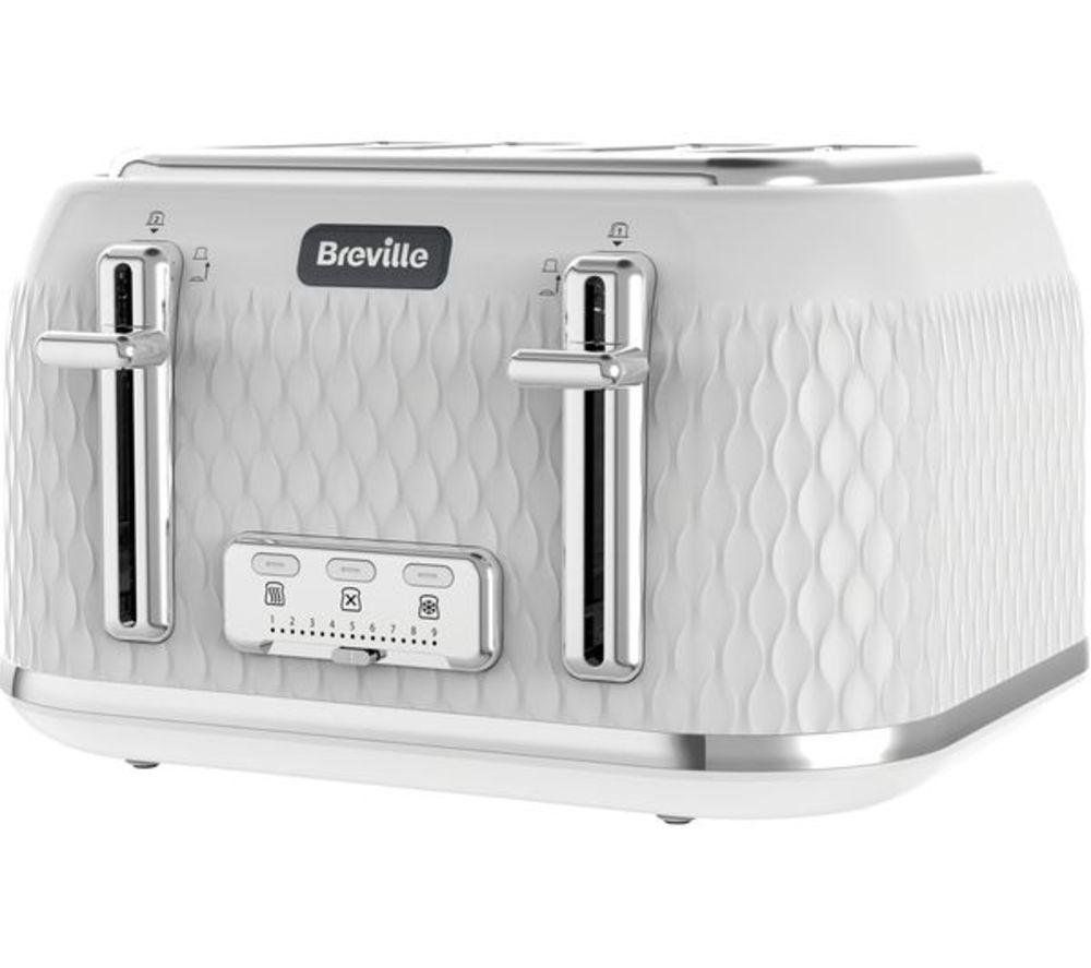 BREVILLE Curve VTT911 4-Slice Toaster - White & Chrome, White - Image 1
